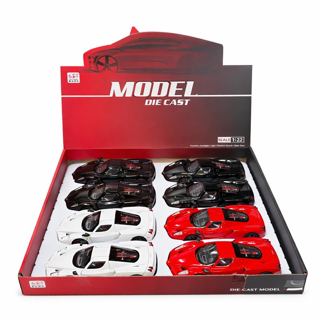 Masinuta Sport Die-Cast Metal 1:22 Culori Diverse Cu Sunete Lumini Usi Si Capota Deschise 20cm