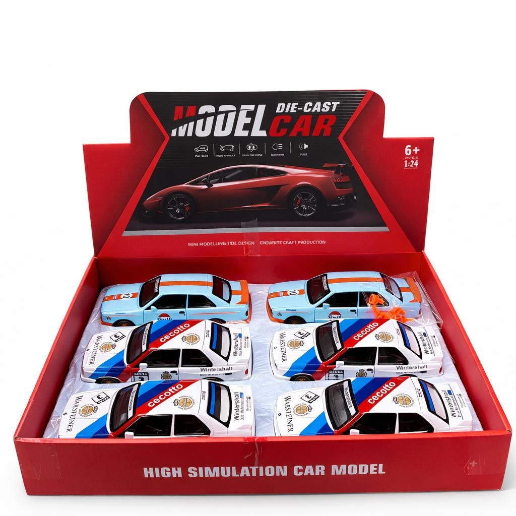 Masinuta Sport Die-Cast Metal 1:24 Culori Combinate Cu Sunete Lumini Usi Deschise 21cm