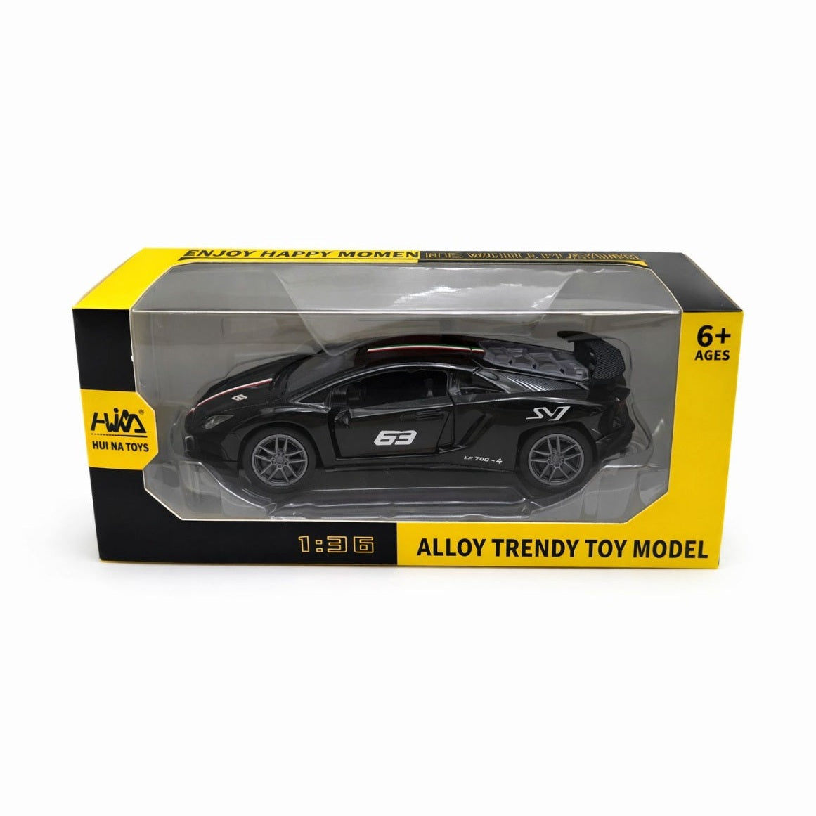 Masinuta sport metalica 1:36, design racing, deschidere usi, negru, 15 cm