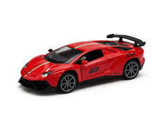 Masinuta sport metalica 1:36, design racing, deschidere usi, rosu, 15 cm