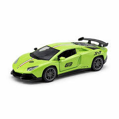 Masinuta sport metalica 1:36, design racing, deschidere usi, verde, 15 cm