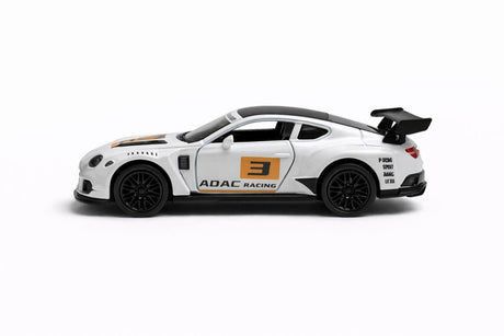 Masinuta sport metalica alb/portocaliu 15.5x7 cm, die-cast, deschidere usi, model racing