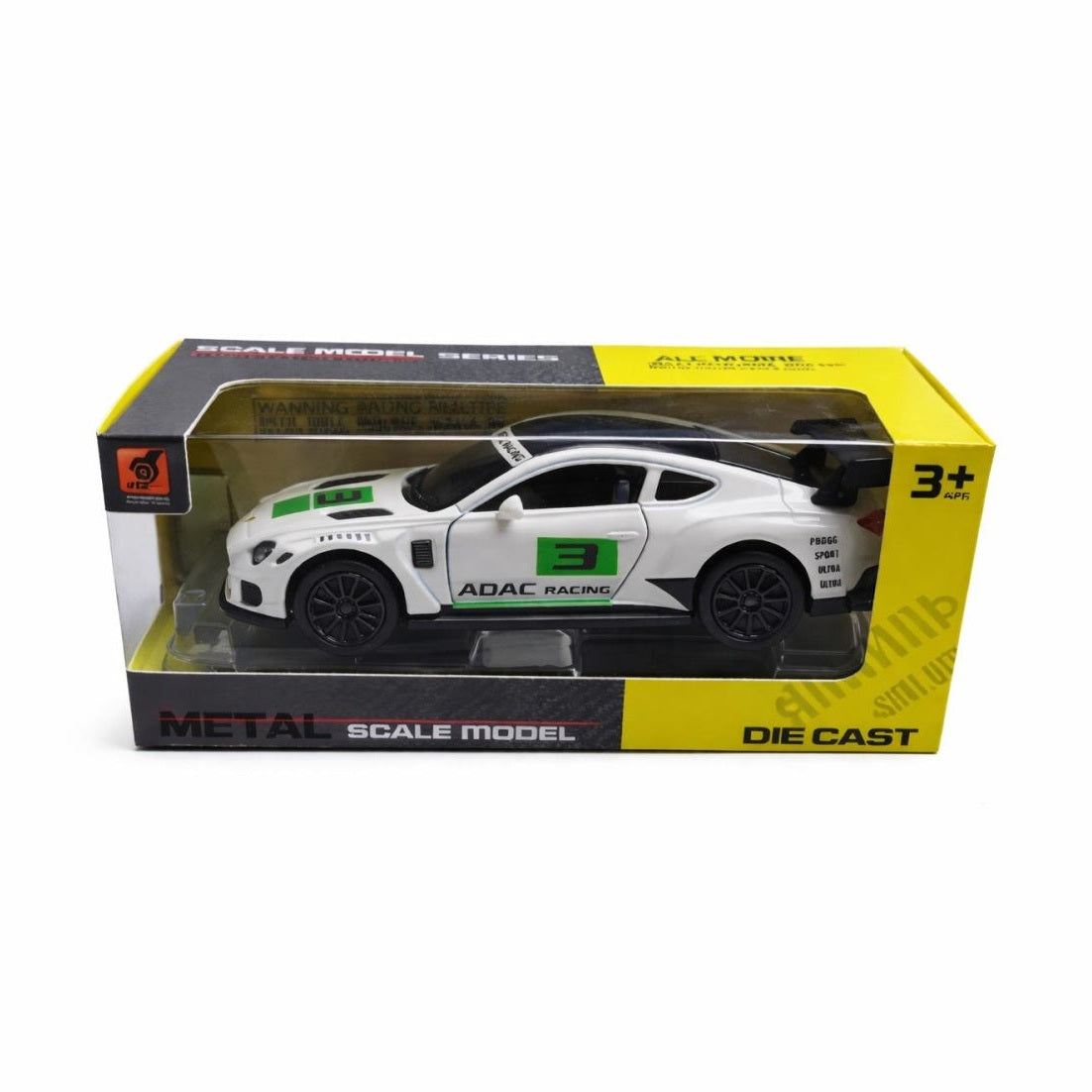 Masinuta sport metalica alba 15.5x7 cm, die-cast, deschidere usi, model racing verde