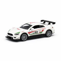 Mașinuță sport metalică albă cu uși deschise, 14x5,5x6,5 cm, ideală pentru colecționari și copii