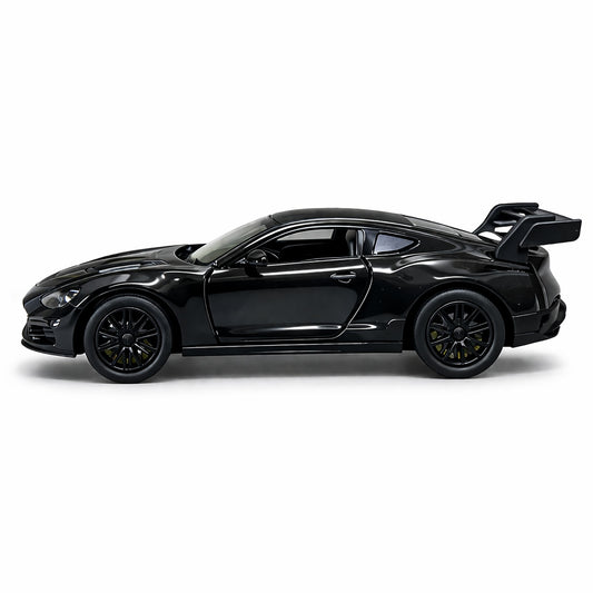 Masinuta sport neagra 15,5x7 cm model realist cu usi functionale si eleron