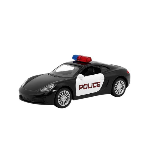 Masinuta Sport Police Metalica Neagra , Scara 1:32 Pull Back Lumini Sunete Copii 3+
