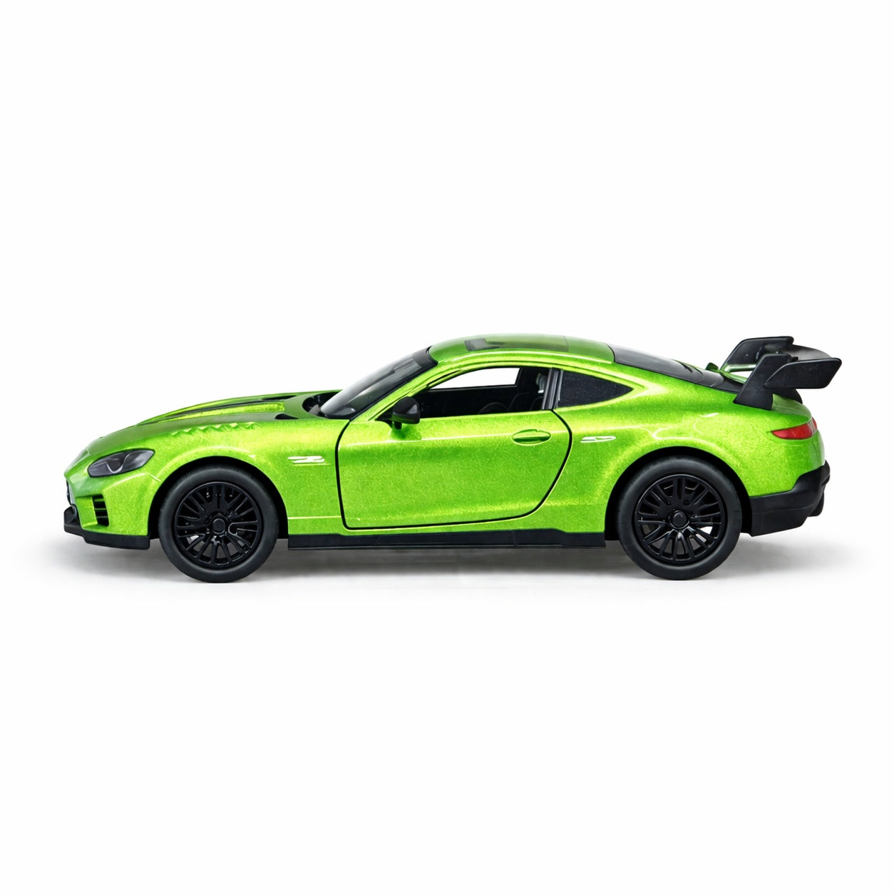 Masinuta sport verde metalizat 15,5x7 cm model realist cu usi functionale