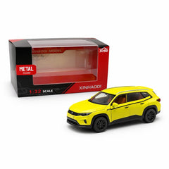Masinuta SUV aliaj metalic scara 1:32, galbena cu elemente negre, 4 usi