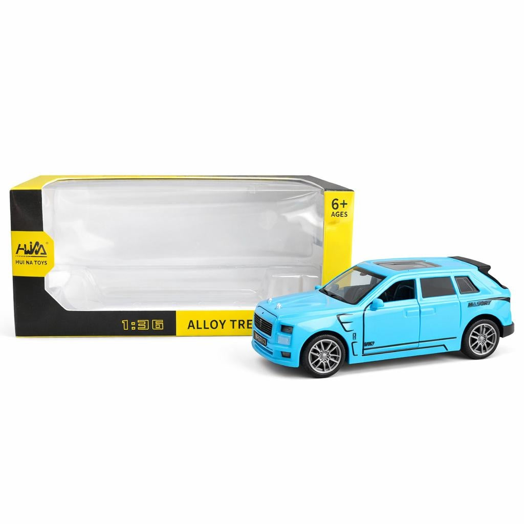 Masinuta SUV metalica albastra scara 1:36, model realist, 15 cm