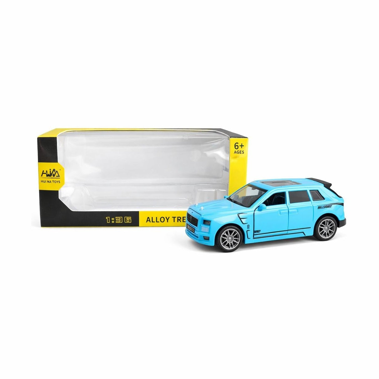 Masinuta SUV metalica albastra scara 1:36, model realist, 15 cm