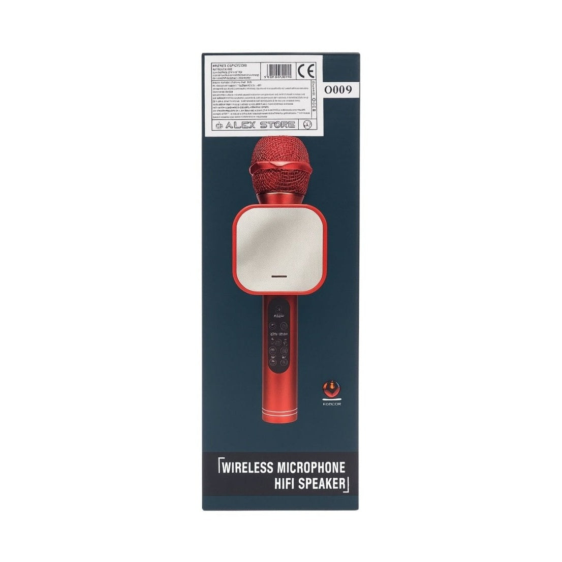 Microfon Fara Fir Q009 Rosu Karaoke HIFI Speaker Bluetooth , Functii Inregistrare SD USB