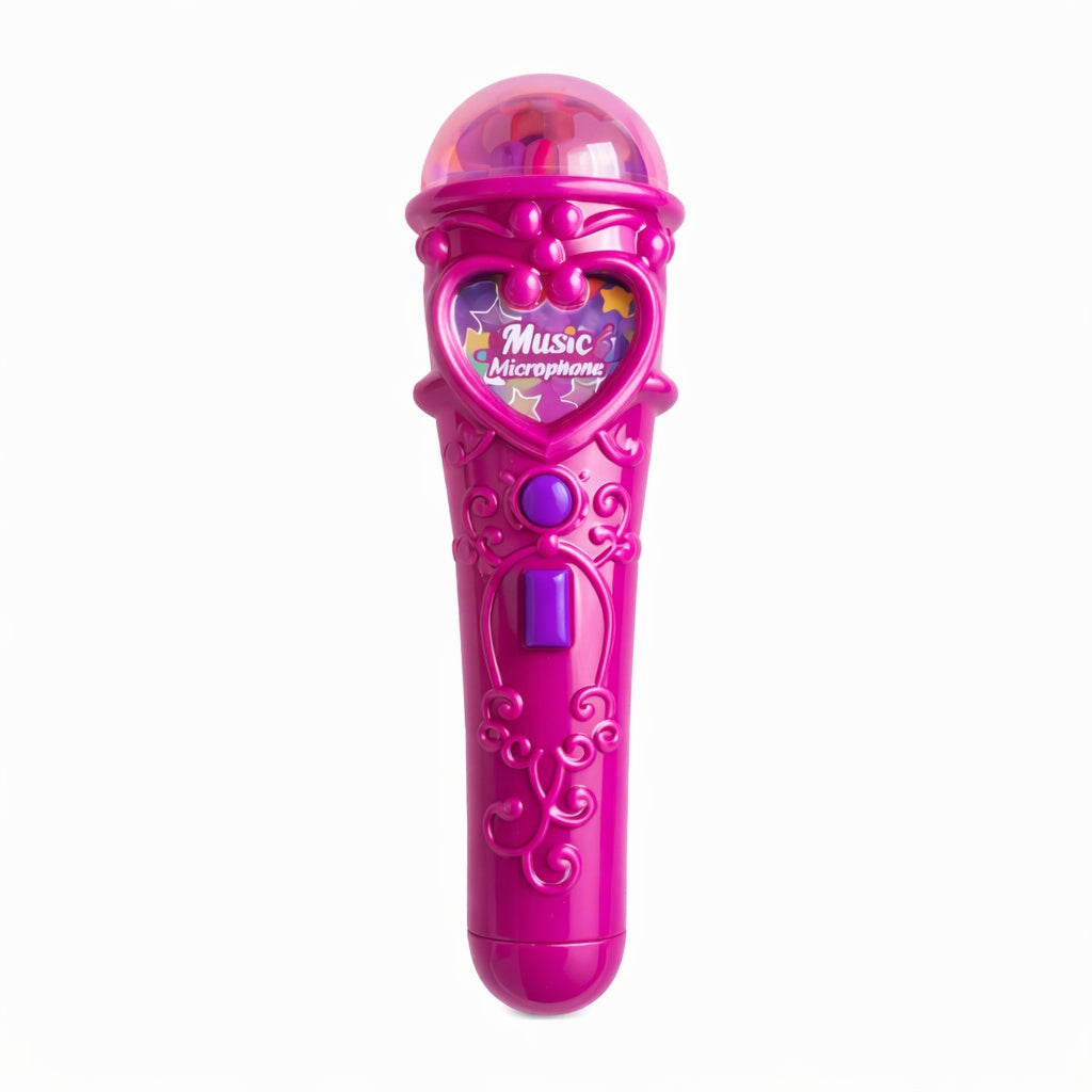 Microfon karaoke copii cu lumini, conexiune telefon, reincarcabil, fucsia 29x18 cm