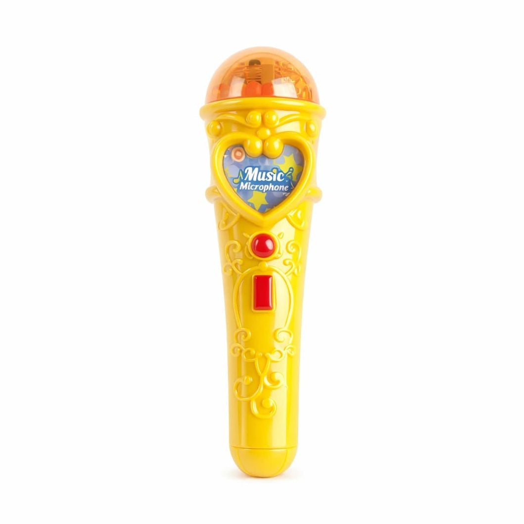 Microfon karaoke copii cu lumini, conexiune telefon, reincarcabil, galben 29x18 cm