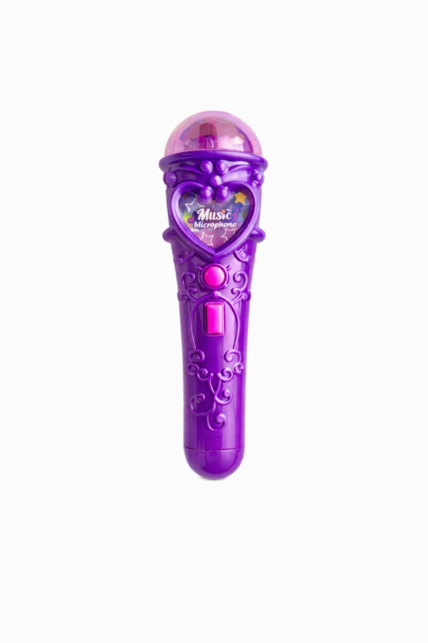 Microfon karaoke copii cu lumini, conexiune telefon, reincarcabil, mov 29x18 cm