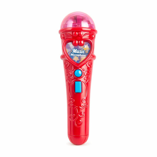 Microfon karaoke copii cu lumini, conexiune telefon, reincarcabil, rosu 29x18 cm