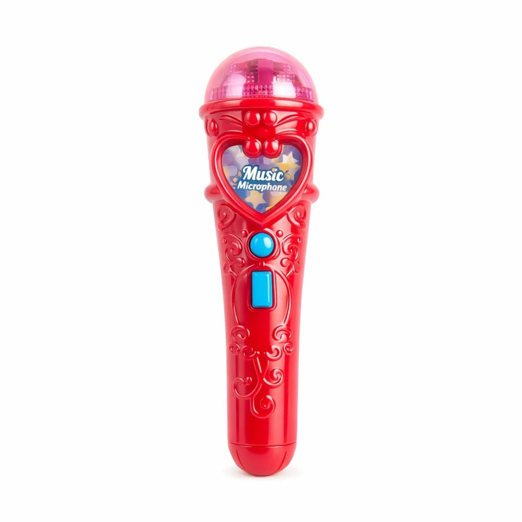 Microfon karaoke copii cu lumini, conexiune telefon, reincarcabil, rosu 29x18 cm