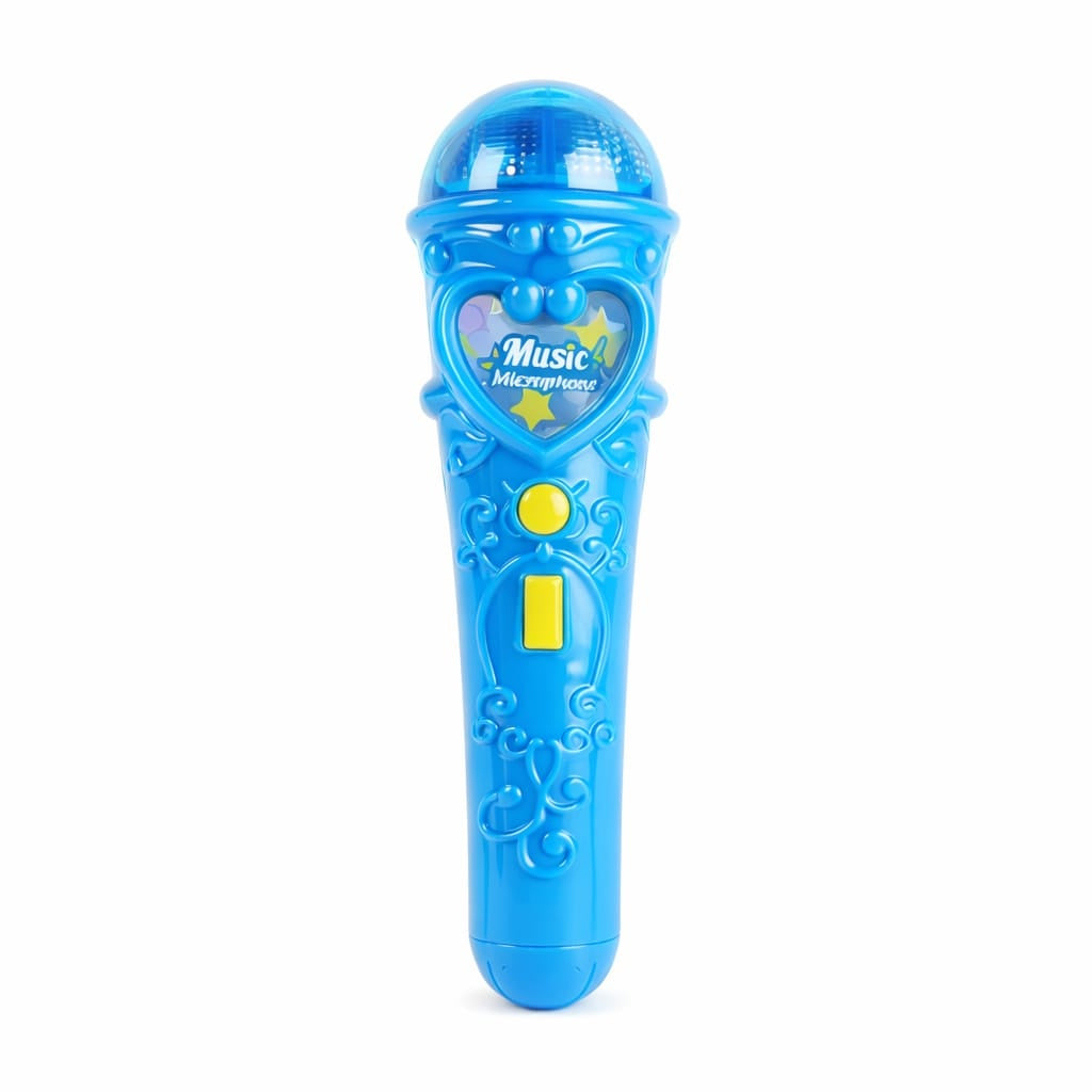 Microfon karaoke copii cu lumini, conexiune telefon, reincarcabil, albastru 29x18 cm