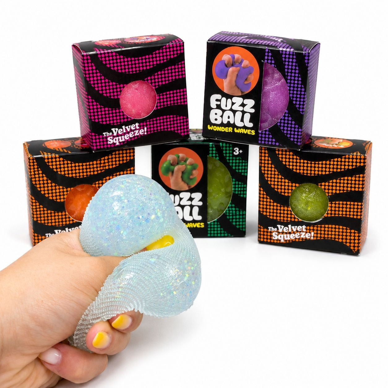 Minge antistres Squishy Fuzz Ball, textura catifelata, culoare aleatorie, 6cm