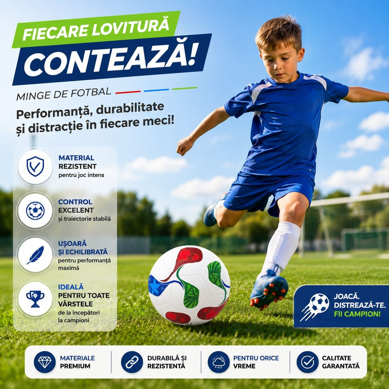 Minge de Fotbal Nr. 5 – Durabilă, Rezistentă și Ideală pentru Antrenamente și Meciuri