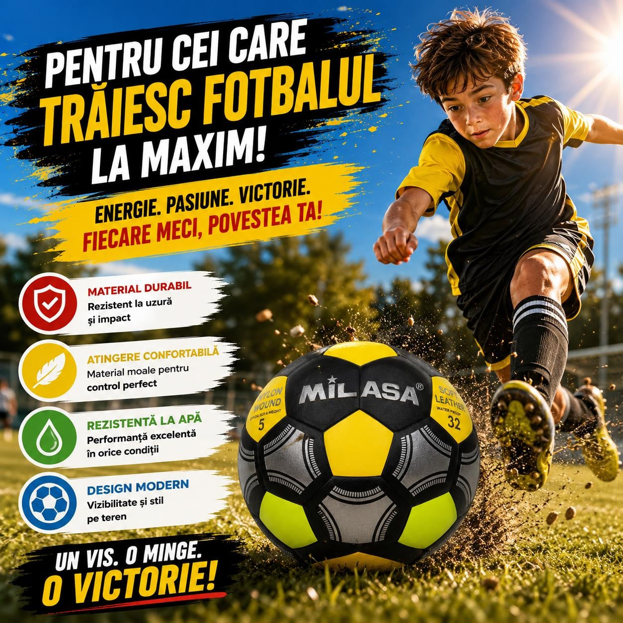 Minge de Fotbal Nr. 5 – Rezistentă, Impermeabilă, pentru Antrenament și Joc