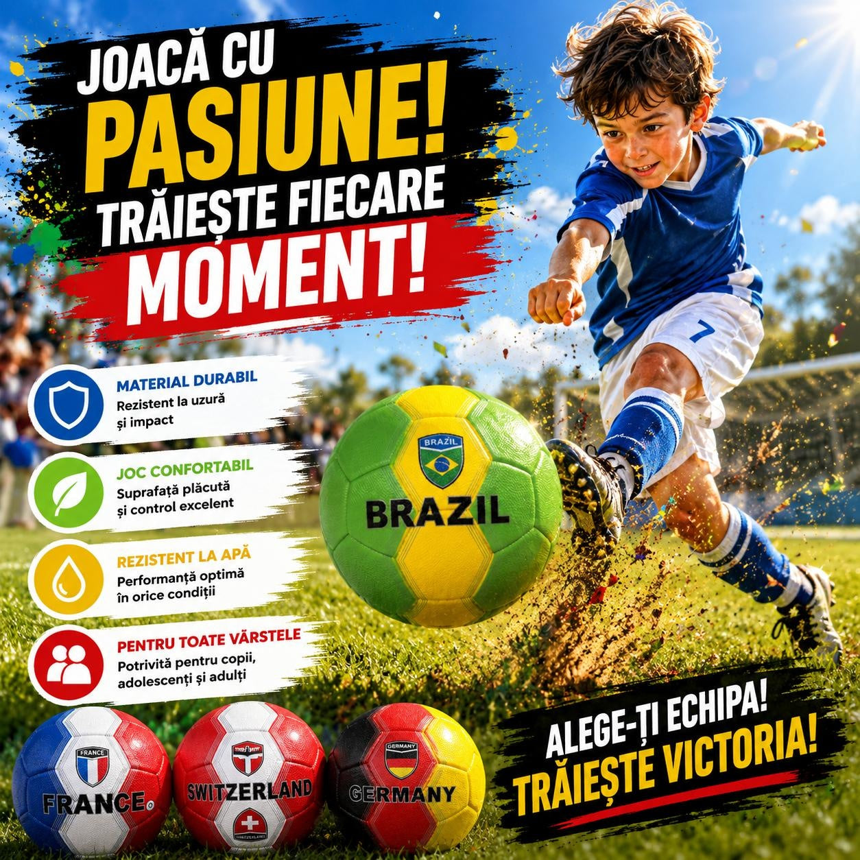 Minge de Fotbal Nr. 5 cu Design Țări - Rezistentă și Confortabilă
