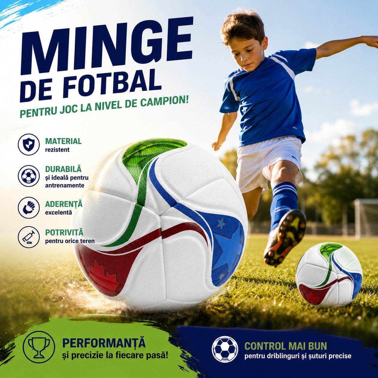 Minge de Fotbal pentru Copii, nr.5 – Design Modern, Material Rezistent