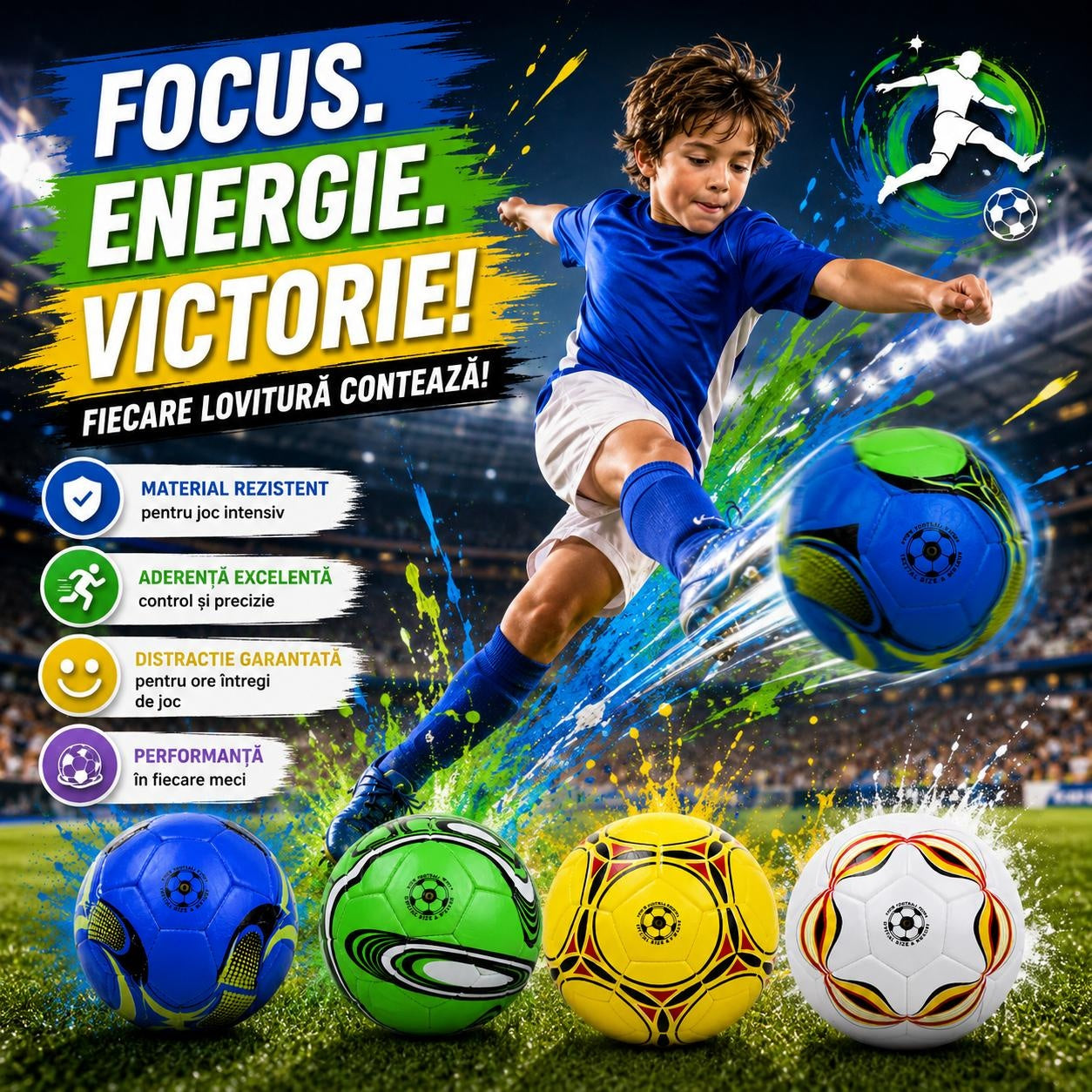 Minge de Fotbal pentru Copii și Antrenament - Design Colorat, Rezistentă și Ușoară