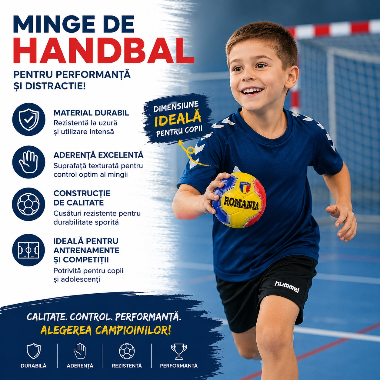 Minge de Handbal Nr.2 – Minge pentru Copii, Ușoară și Rezistentă