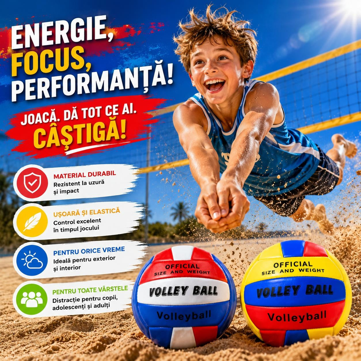 Minge de Volei – Culori Diverse, Rezistentă și Ușoară pentru Plajă și Antrenament