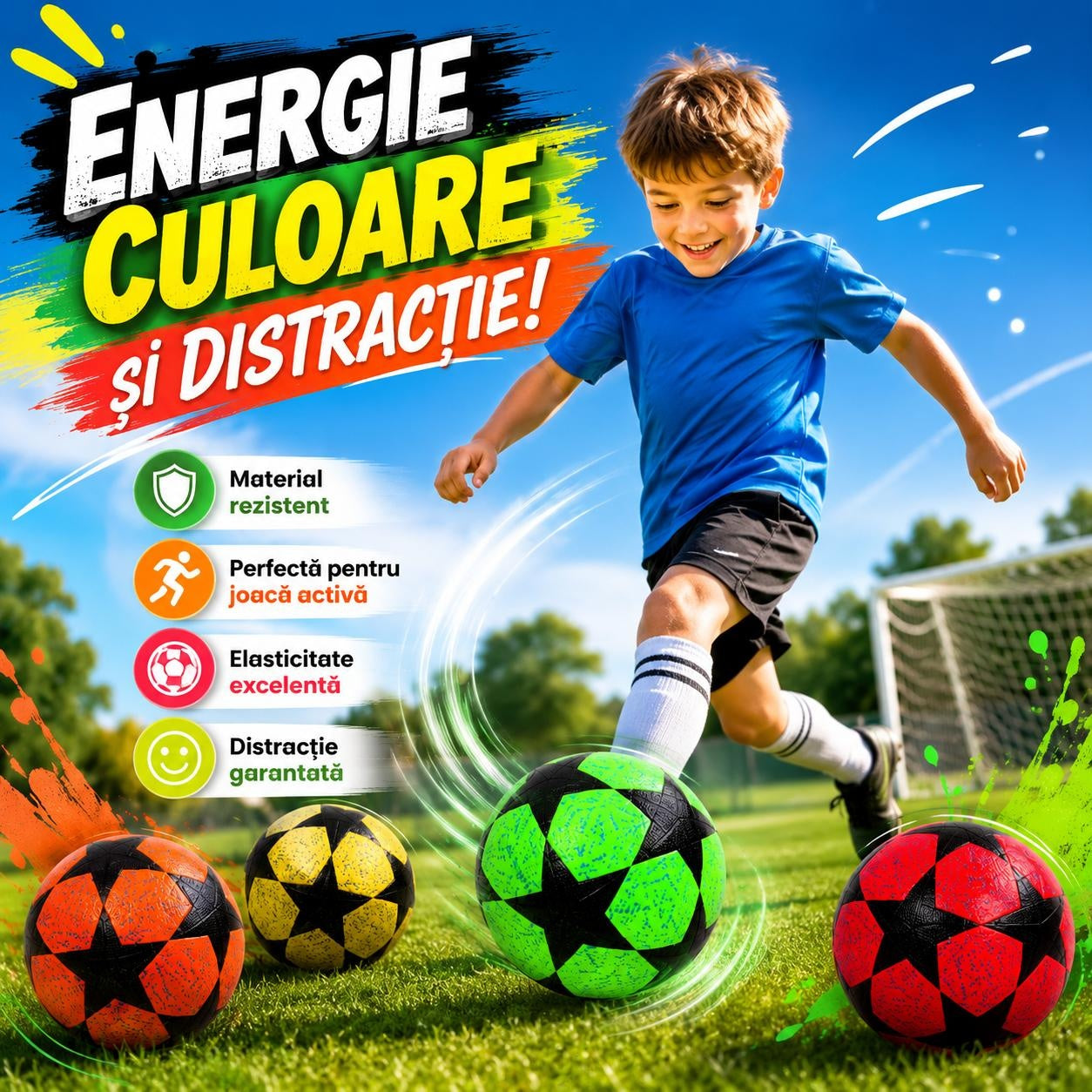 Minge Fotbal N5 pentru Copii – Culori Diverse, Material Rezistent pentru Joacă și Antrenament