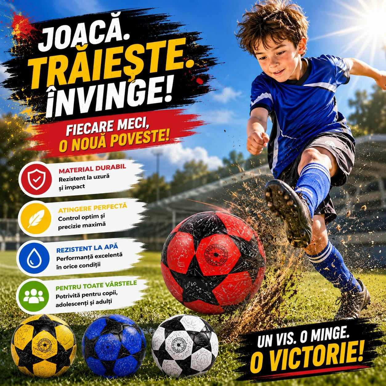 Minge Fotbal Nr. 5 Colorată pentru Copii și Antrenament - Material Durabil și Rezistent la Apă