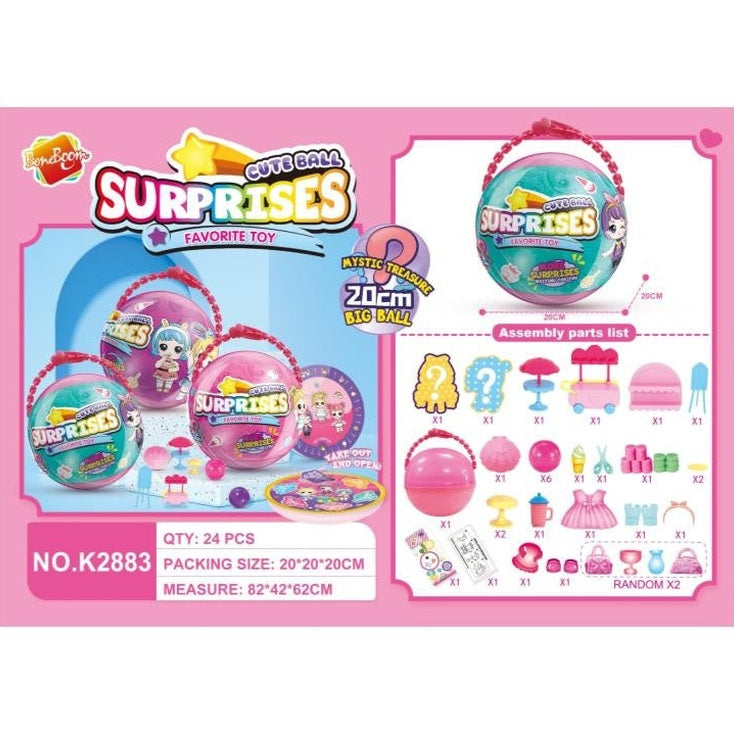 Minge surpriză interactivă BonBon, 22 jucării în interior, multicolor, diametru 20 cm