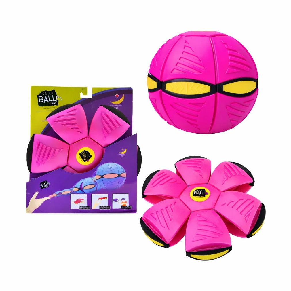 Minge zburatoare pliabila tip frisbee, transformare automata, jucarie interactiva copii, roz