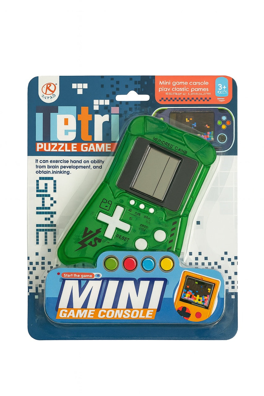Mini Consola Jocuri Puzzle pentru Copii, Verde, Jocuri Clasice Tip Tetris, Portabila