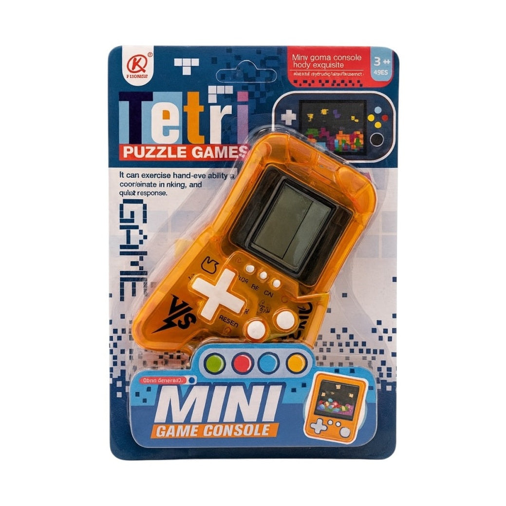 Mini Consola Jocuri Puzzle Portocalie, Jocuri Tip Tetris, Portabila pentru Copii 3+