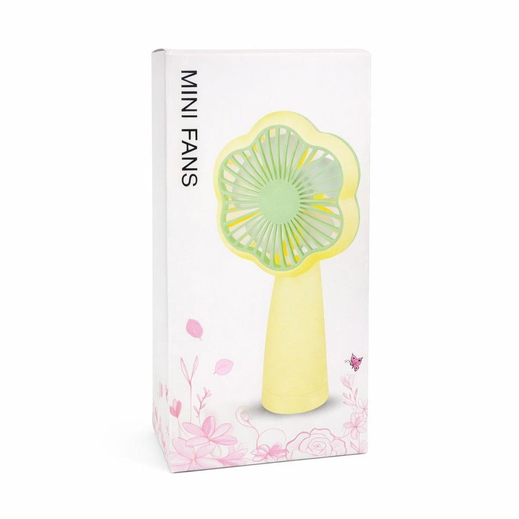 Mini ventilator portabil de mana, design floare, reincarcabil USB, albastru
