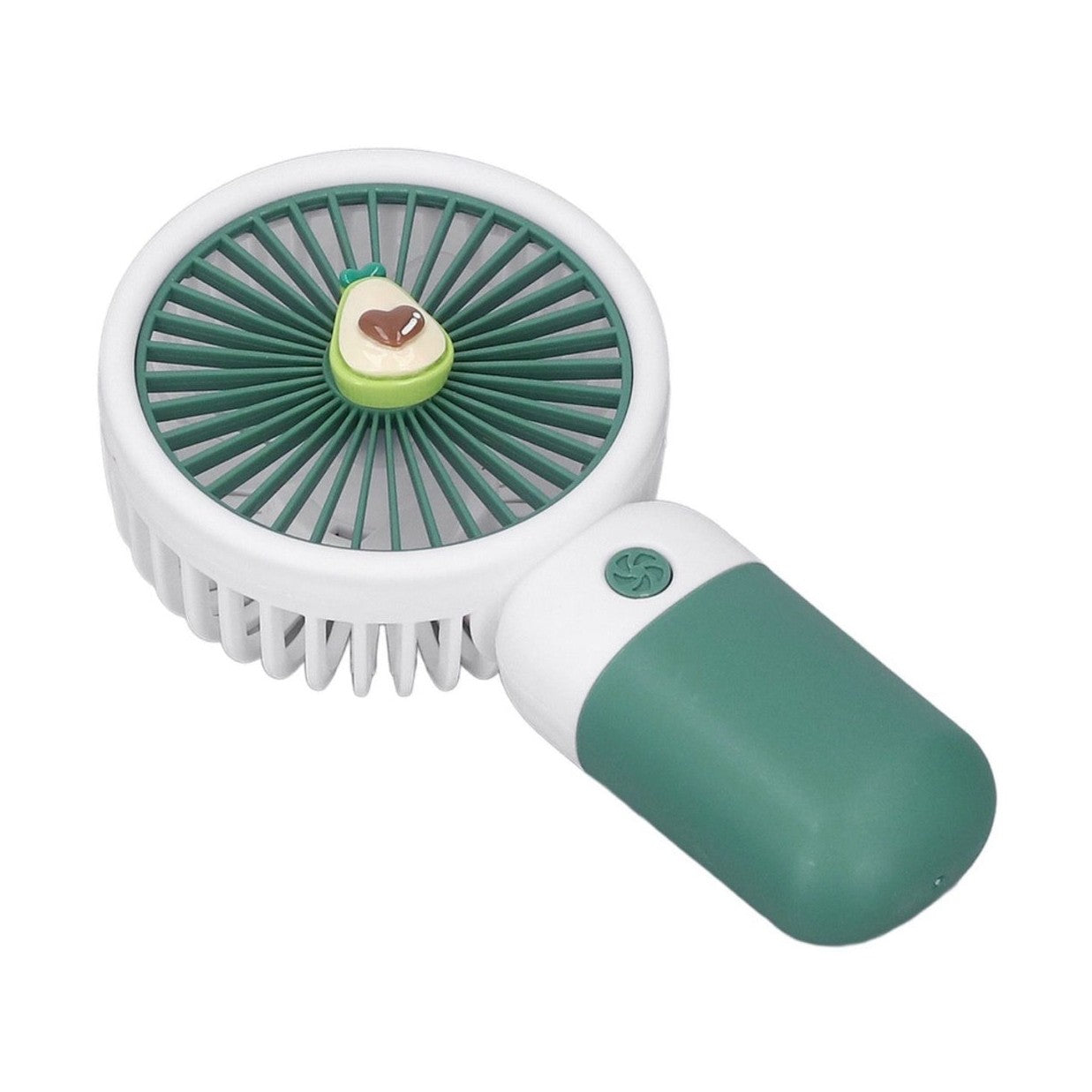 Mini ventilator portabil de mana, reincarcabil USB, 3 trepte viteza, verde cu alb