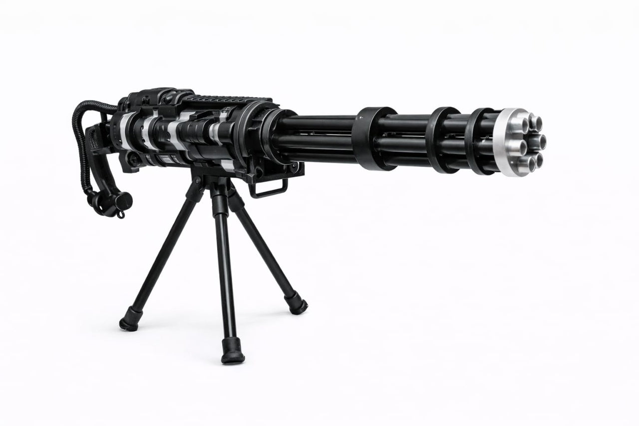 Mitraliere de jucarie rotativa cu trepied, model gatling, efecte luminoase