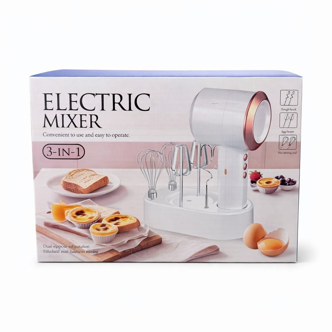 Mixer electric 3 in 1 cu suport si accesorii pentru mixare, batere si framantare