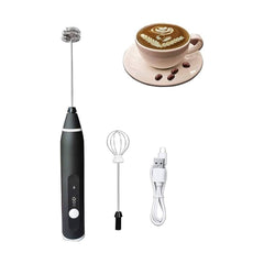 Mixer electric pentru cafea si spuma de lapte, reincarcabil USB, 3 viteze, 7500 RPM, negru
