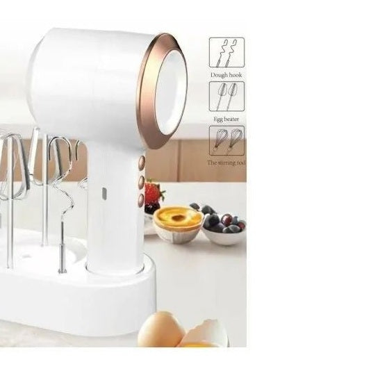 Mixer electric portabil 2 in 1 cu accesorii, reincarcabil USB, roz