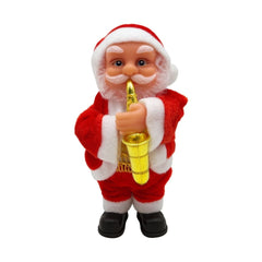 Mos Craciun muzical cu saxofon , figurina decorativa Craciun, 17cm
