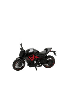 Motocicleta Metalica Die-Cast , Model Naked Sport Negru cu Rosu, 19x9 cm