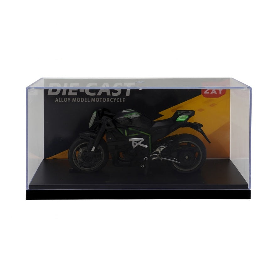 Motocicleta Metalica Die-Cast , Model Retro Military Verde Inchis, Nr. 07, 19x9 cm