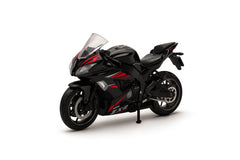Motocicleta Metalica Die-Cast , Model Sport ZX8 Negru cu Rosu, 19x9 cm