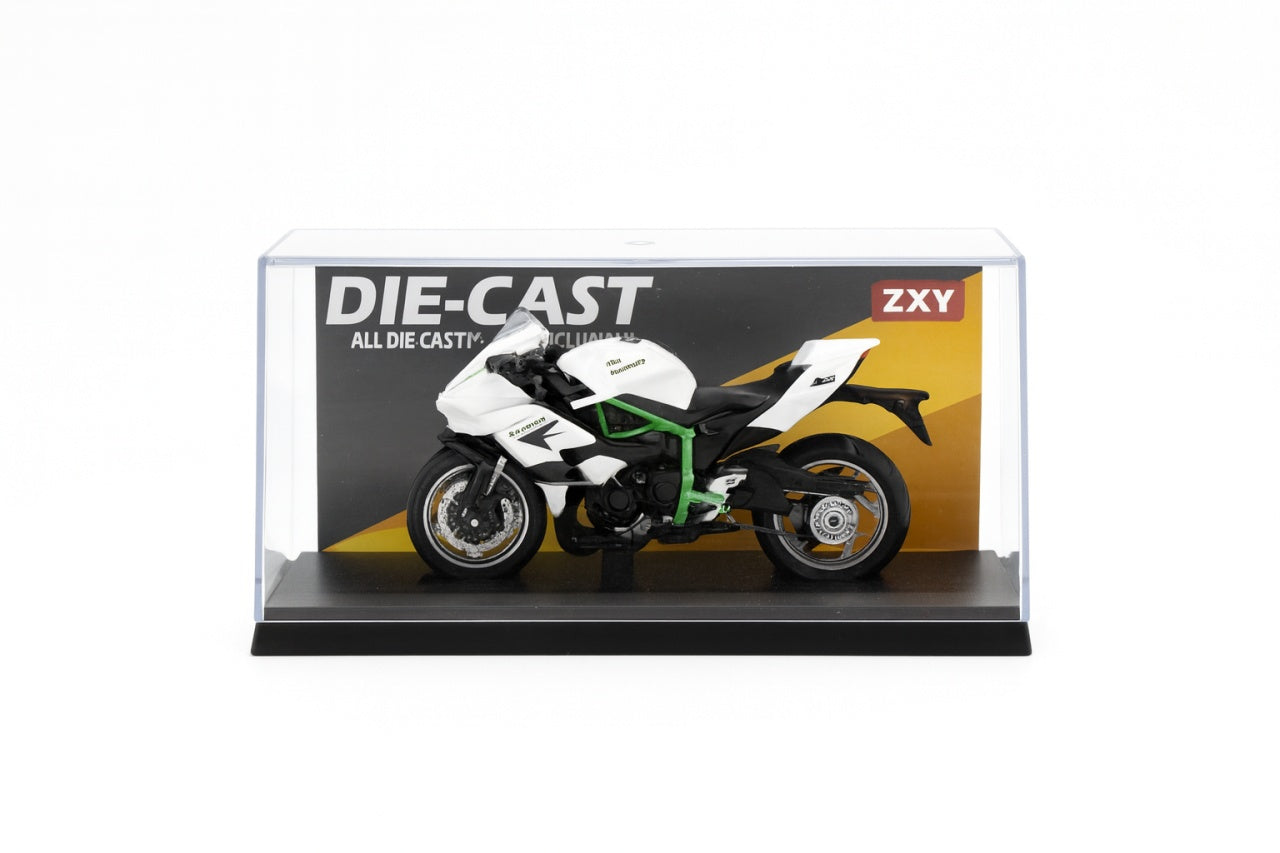 Motocicleta Metalica Die-Cast ZXY , Model Sport, 19x9 cm, cu Vitrina Transparenta