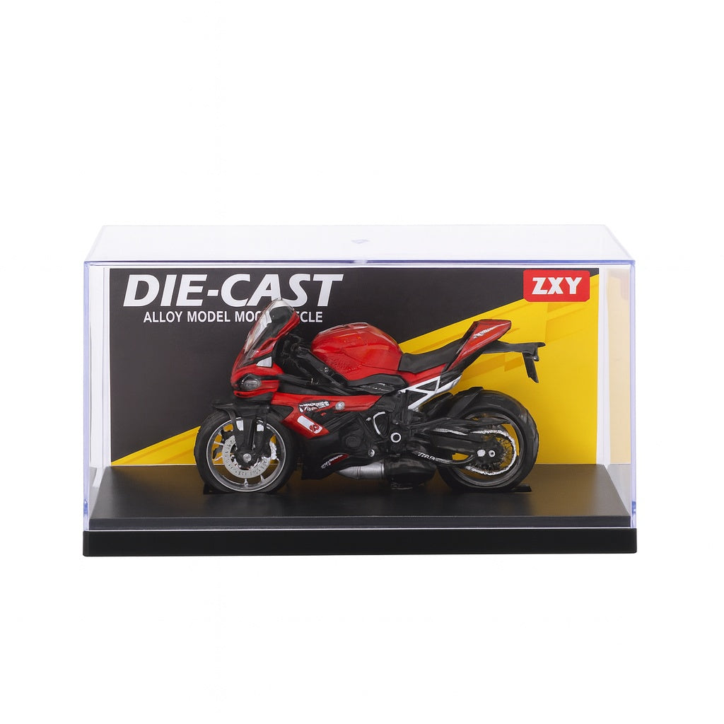 Motocicleta Metalica Die-Cast ZXY , Model Sport, 19x9 cm, cu Vitrina Transparenta