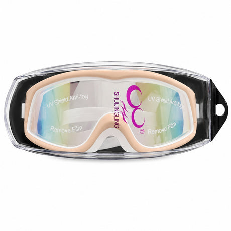 Ochelari de Înot Premium pentru Copii Alb cu Roz – Anti-aburire, Protecție UV, Bandă Reglabilă