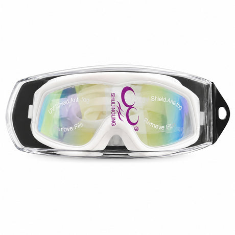 Ochelari de Înot Premium pentru Copii Albi – Anti-aburire, Protecție UV, Bandă Reglabilă