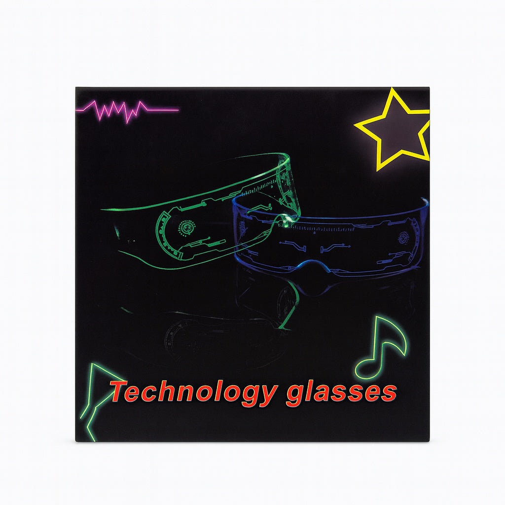 Ochelari LED Futuristi , 7 Moduri Luminoase, Party, Festival, Club, Cosplay